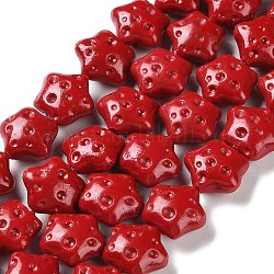 Chapelets de perles en corail synthétique, teinte, étoiles du nord, rouge, 15.5x15.5x8mm, Trou: 1mm, Environ 26 pcs/chapelet, 13.98~14.17 pouce (35.5~36 cm)