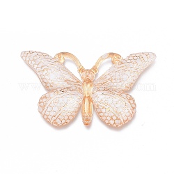 Gradient Color Plastic Pendants, Butterfly, White, 38x22.5x5.5mm, Hole: 1.2mm