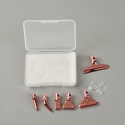 Set di teste di penna appiccicose diamantate in lega di zinco, con anelli in silicone e scatola di plastica, oro roso, 0.5~2.2x0.5~3.6x0.1~0.7cm, diametro interno: 0.2 cm, 21 pc / set