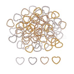 200pcs anneaux de saut ouverts en fer 4 couleurs, anneaux de lignes torsadées, cœur, couleur mixte, 12.5x14x2mm, 50 pcs / couleur