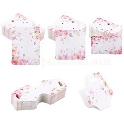 Chgcraft 200 Stück 4 Arten weiße Karton-Anzeigekarten, für Ohrring & Halskette, Quadrat & Rechteck mit Blumenmuster, rosa, 50pcs / style
