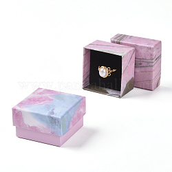 Boîtes en carton, avec une éponge à l'intérieur, carrée, bleu ciel, 5.2x5.2x3.2 cm