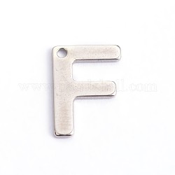 304 acciaio inossidabile fascino della lettera, letter.f, 11x7.5x0.5mm, Foro: 1 mm