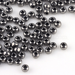Perline di semi di vetro rotonde di grado 8/0, colori metallici, grigio scuro, 8/0, 3x2mm, Foro: 1 mm, circa 1111pcs/50g