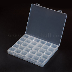 Contenitori di perline di plastica, capiente flip top, removibile, 30 scomparti, rettangolo, chiaro, 20.8x18x2.7 centimetro, scomparti: circa 3.3x3.4x2.35 cm, 30 scomparti / scatola