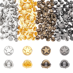 Pandahall elite 200 pz 4 colori bottoni con gambo in lega, 1-foro, piatta e rotonda con stella, colore misto, 5x4mm, Foro: 2 mm, 50 pz / colore