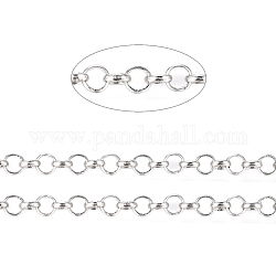 Brass Rolo Chains, Belcher Chains, Soldered, Long-Lasting Plated, with Spool, Cadmium Free & Nickel Free & Lead Free, Platinum, 4x1.2mm, about 16.4 Feet(5m)/roll