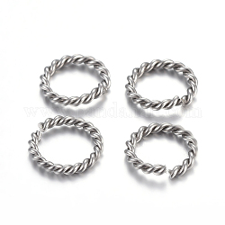 304 Stainless Steel Jump Rings, Open Jump Rings, Twisted, Stainless Steel Color, 10x1.5mm, Inner Diameter: 7mm
