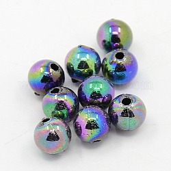 Kunststoffbeschichtung Acryl runde Perlen, Multi-Farbe plattiert, 4 mm, Bohrung: 1 mm, über 14000pcs / ponud