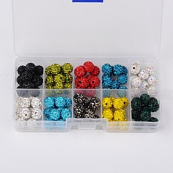 Runde Polymer Clay Strassperlen, Mischfarbe, 10 mm, Bohrung: 2 mm, über 10pcs / Fach, 10color / box