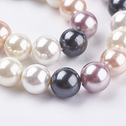 Galvanisieren Sie Muschelperlen-Perlenstränge, Runde, Mischfarbe, 8 mm, Bohrung: 1 mm, ca. 48 Stk. / Strang, 15.6 Zoll (39.5 cm)