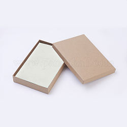 Boîte en papier kraft, avec tapis éponge blanc, rectangle, 18x12.5x3 cm