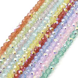 Cuisson des brins de perles de verre transparentes peintes, imitation opalite, facette, de couleur plaquée ab , ronde, couleur mixte, 4.5x4mm, Trou: 0.9mm, Environ 117~118 pcs/chapelet, 17.13~17.32'' (43.5~44 cm)