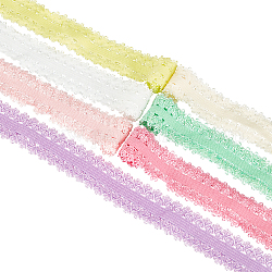 Benecreat flache elastische Gummikordel / Band, mit Spitze, Gurtzeug Nähzubehör, Mischfarbe, 20 mm, 7 Farben, 5 Meter / Farbe, 35 Meter / Satz