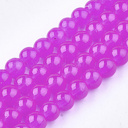 Baking Painted Imitation Jade Glass Round Bead Strands, Magenta, 6.5mm, Hole: 1.5mm, about 145pcs/strand, 31.8 inch