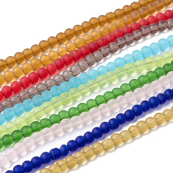 Transparente Glasperlen Stränge, matt, Runde, Mischfarbe, 4x3 mm, Bohrung: 1 mm, ca. 80 Stk. / Strang, 9.4 Zoll