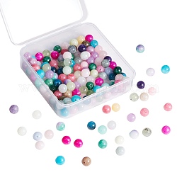 150 pièces 15 perles rondes en jade blanc teint naturel, couleur mixte, 8mm, Trou: 1mm