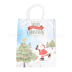 Sacchetti di carta kraft a tema natalizio, con maniglie, per sacchetti regalo e shopping bag, Cervo, 35cm