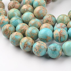 Brins de perles de jaspe impérial naturel, ronde, teinte, bleu clair, 8mm, Trou: 1mm, Environ 48 pcs/chapelet, 15.7 pouce