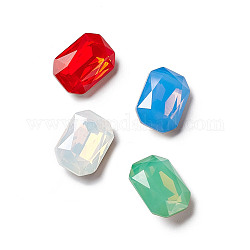 Opal-Stil k9 Glas-Strass-Cabochons, spitz zurück & rückseitig plattiert, Achteck Rechteck, Mischfarbe, 14x10x5.5 mm