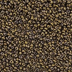 Perline di semi di vetro rotonde di grado 12/0, colori metallici, stile matte, oro placcato, 12/0, 2x1.5mm, Foro: 0.8 mm, circa 30000pcs/scatola