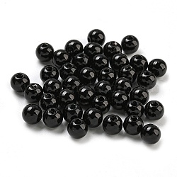 ABS Kunststoff Nachahmung Perlenperlen, Schwarz, 6 mm, Bohrung: 1 mm, ca. 4850~4900 Stk. / 500 g