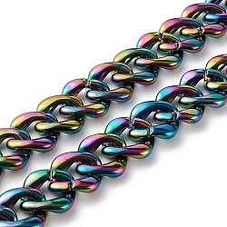 Акриловые витые цепочки ручной работы с покрытием цвета ab, бордюрные цепи, квадратный, красочный, около 3.28 фута (1 м) на прядь