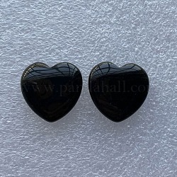 Coeur sans trou coeur d'obsidienne noire naturelle pierre de palmier, pierre de poche pour la méditation d'équilibrage énergétique, 19x20x6mm