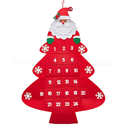 Adornos colgantes de tela de fieltro de árbol de navidad con calendario de adviento, rojo, 1115mm