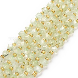 Perline Prehnite naturale fili, con perline semi, sfaccettato, perline cubiche diagonali, 5~6x5~6x4~5mm, Foro: 1 mm, circa 49~55pcs/filo, 15.35''~15.75'' (39~40 cm)