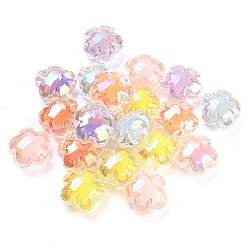 Transparente Acryl Perlen, Perle in Perlen, Blume, Mischfarbe, 17x17.5x10.5 mm, Bohrung: 2 mm