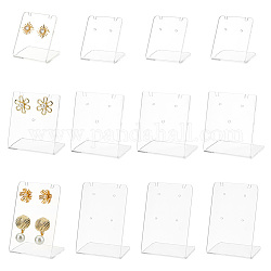 Delorigin 12 Stück 3 Stile Ohrring-Ausstellungsständer-Sets aus organischem Glas und Acryl, Rechteck, Transparent, 35x34x27 mm, 4pcs / style