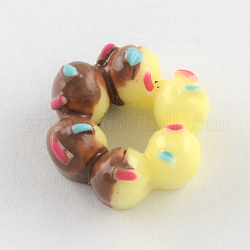 Resin Cabochons, Donut, Champagne Yellow, 14x15x7mm