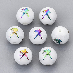 Perles en verre electroplate, rond avec motif de constellations, multi-couleur plaquée, Verseau, 10mm, Trou: 1.2mm