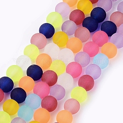 Perles en verre dépoli , ronde, couleur mixte, 8mm, Trou: 1mm, Environ 50 pcs/chapelet, 16 pouce