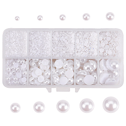 Абс пластмассовые имитационные жемчужные кабошоны, полукруглый, белые, 135x70x30 мм, Около 15193 шт / коробка