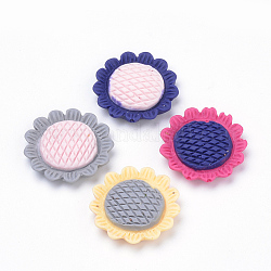 Resin Cabochons, Sunflower, Mixed Color, 22x5mm, Bottom: 17mm
