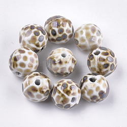 Perles en porcelaine manuelles, fantaisie porcelaine émaillée antique, ronde, linge, 16~16.5x15.5~16x15~16mm, Trou: 2.5~3mm