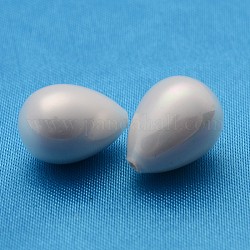 Perles de coquille, perle d'imitation de perle, Grade a, demi trou foré, larme, blanc, 14x10mm, Trou: 1mm