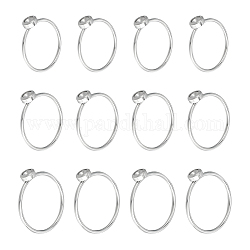 CHGCRAFT 12Pcs 3 Size 304 Stainless Steel Finger Rings Settings for Rhinestone Base, Stainless Steel Color, Inner Diameter: 16.2~18mm, Tray: 5mm, Fit For 3mm Rhinestone, 4Pcs/size