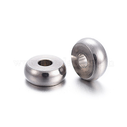 304 Stainless Steel European Beads, Rondelle, Stainless Steel Color, 5x2mm, Hole: 1.5mm