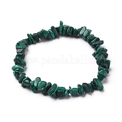 Bracelets extensibles en perles de malachite naturelles, diamètre intérieur: 2 pouce (5.2 cm), perles: 4.5~10 mm