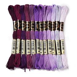 12 かせ 12 色 6 層ポリエステル刺繍糸  クロスステッチの糸  グラデーションカラーシリーズ  パープル  0.5mm  約8.75ヤード（8m）/かせ  12 かせ/セット
