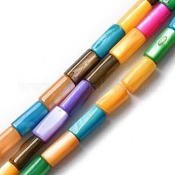 Fili di perline tinti in conchiglia naturale d'acqua dolce, colonna, colorato, 8x4mm, Foro: 0.9 mm, circa 46~47pcs/filo, 14.57~15.04'' (37~38.2 cm)