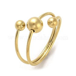 Sfera rotonda 304 anello per polsino in acciaio inossidabile, oro, misura degli stati uniti 8 1/2 (18.5mm)