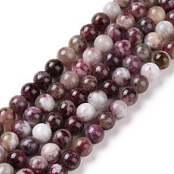 Perles de tourmaline fleurs de prunier naturel brins, ronde, 6mm, Trou: 1mm, Environ 69 pcs/chapelet, 15.59'' (39.6 cm)