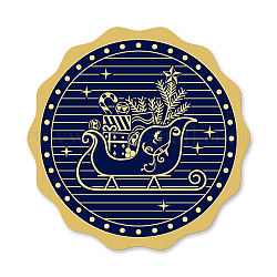 Autocollants en relief auto-adhésifs en feuille d'or, autocollant de décoration de médaille, plat rond, Motif à thème de Noël, 5x5 cm