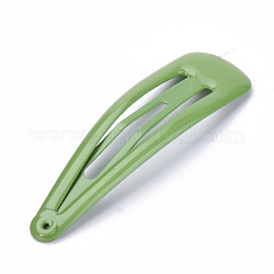 Aerosol de hierro pintado pinzas para el cabello broche de presión, con esmalte, verde mar medio, 46.5x13mm