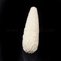 Synthetic Coral Beads, Dyed, Drop, Beige, 33~35x11~12x10.5mm, Hole: 1.5mm