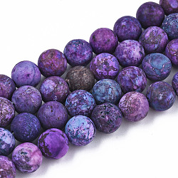 Natürliche amerikanische türkisfarbene Perlenstränge, gefärbt und erhitzt, matt, Runde, Indigo, 8 mm, Bohrung: 1 mm, ca. 45~46 Stk. / Strang, 14.96 Zoll (38 cm)